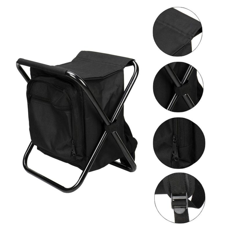 Portable Folded Camping Stool Outdoor Simple Folding Chair with Cooler Bag