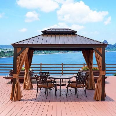 Double Roof Hardtop Gazebo Outdoor Curtains Aluminum Frame with Netting