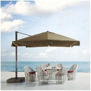 2016 New Design SGS Rattan Outdoor Furniture Big Round Table Set with Unbrella