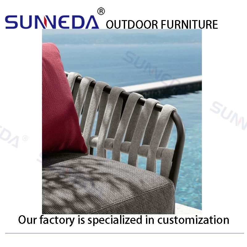 Weave Square Lattice Style Patio Outdoor Aluminum Frame Elegant Sofa
