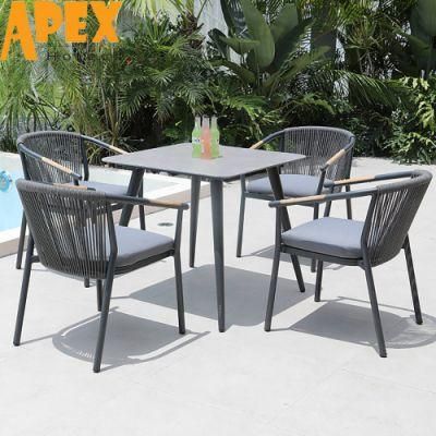 Outdoor Aluminum Frame Plywood Restaurant Table Chair Combination Furniture Set