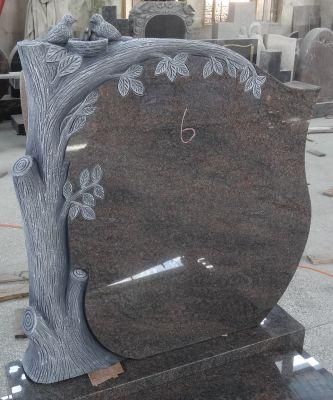 Beautiful Natural Granite Tombstone Slabs with Tree Sculpture