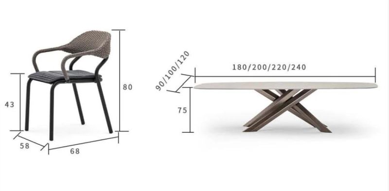 New Style Modern Hotel Outdoor Table Set Villa Garden Furniture Metal Dining Table Outdoor Garden Furniture Patio Table Chair Set