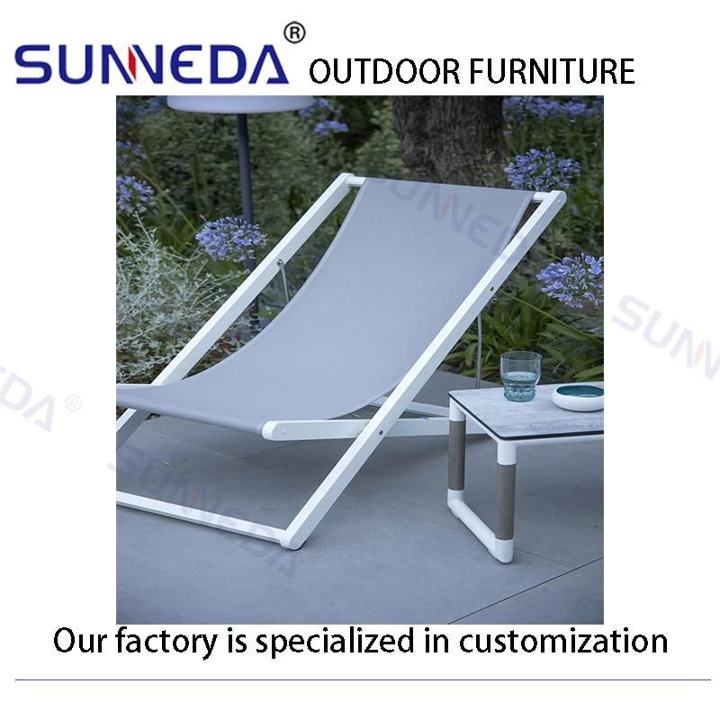 Simple Style Foldable Restaurant Courtyard Lawn Lounge Outdoor Lounger