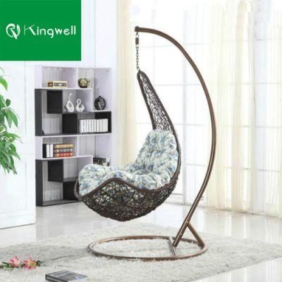 Garden Plastic UV Wicker Swing Chair with Thick Hanging Frame