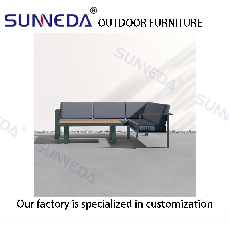 Factory Directly Sell Aluminium Alloy Metal Teak Wood Outdoor Armchair Furniture