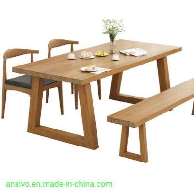Hot Sale Dining Furniture Rectangle Wooden Dining Table with Strong Wooden Legs