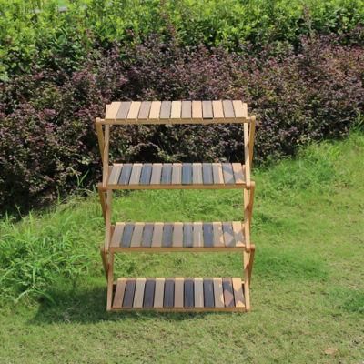 New Arrival Wholesale Outdoor Camping Equipment Multifunction Wooden Storage Rack Commodity Shelf