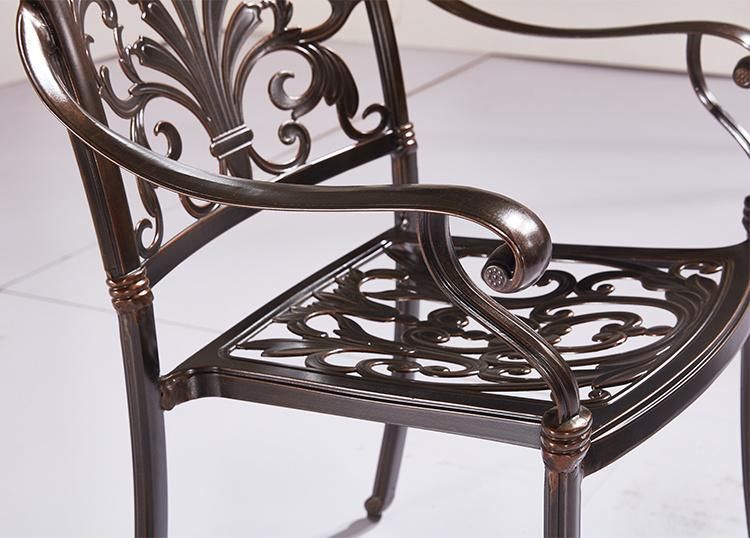 Cast Aluminum Modern Outdoor Dining Metal Chair Stackable for Garden