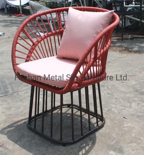 Outdoor Wicker Rope Metal Courtyard Garden Hotel Restaurant Rattan Chair