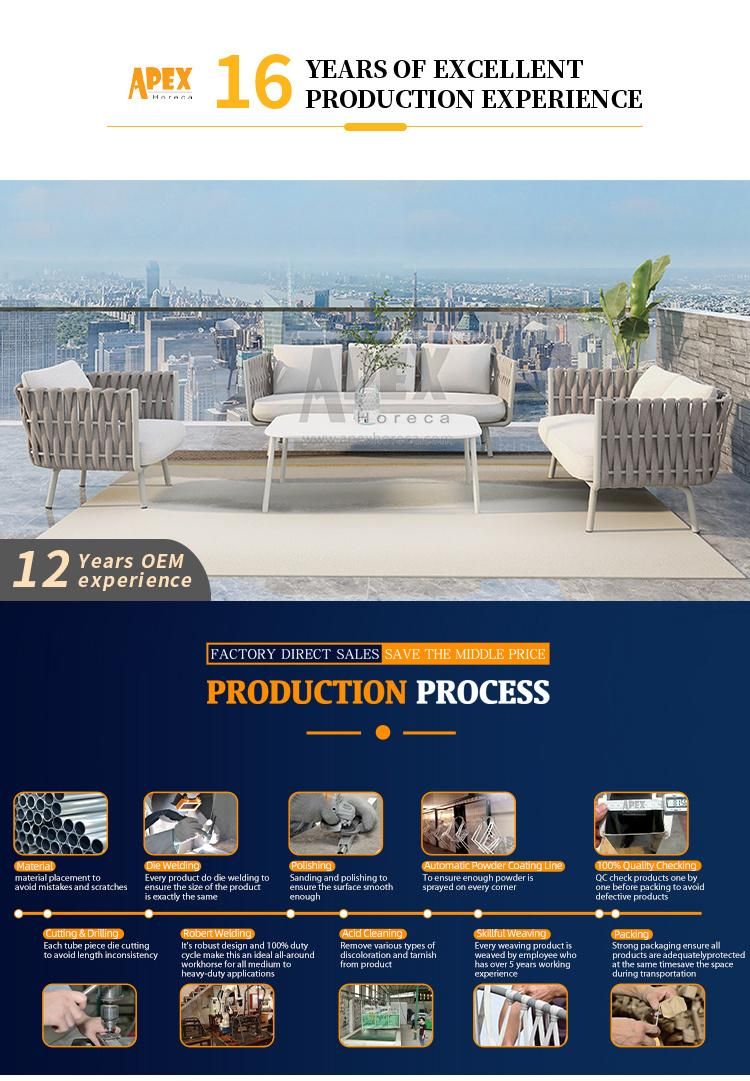 Aluminum Frame Patio Garden Rope Home Living Room Sofa Set