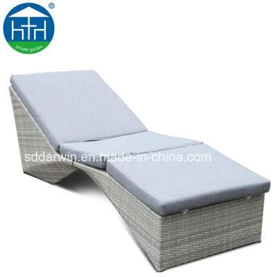 Outdoor Garden Patio PE Rattan Chaise Lounger with Cushion