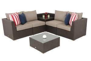 6PCS Outdoor Garden Rattan Wicker Furniture Corner Lounge Sofa Set