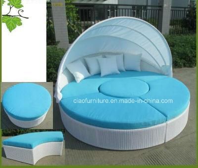Leisure Outdoor Furniture Rattan Poolside Wicker Sunbed with Canopy (CF938L)