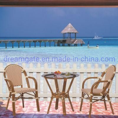 Red Color Bamboo Look Frame Rattan Outdoor Dining Set