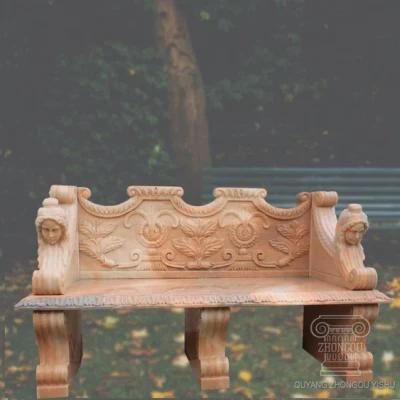 Hand Carved Bench in Sunset Red Marble