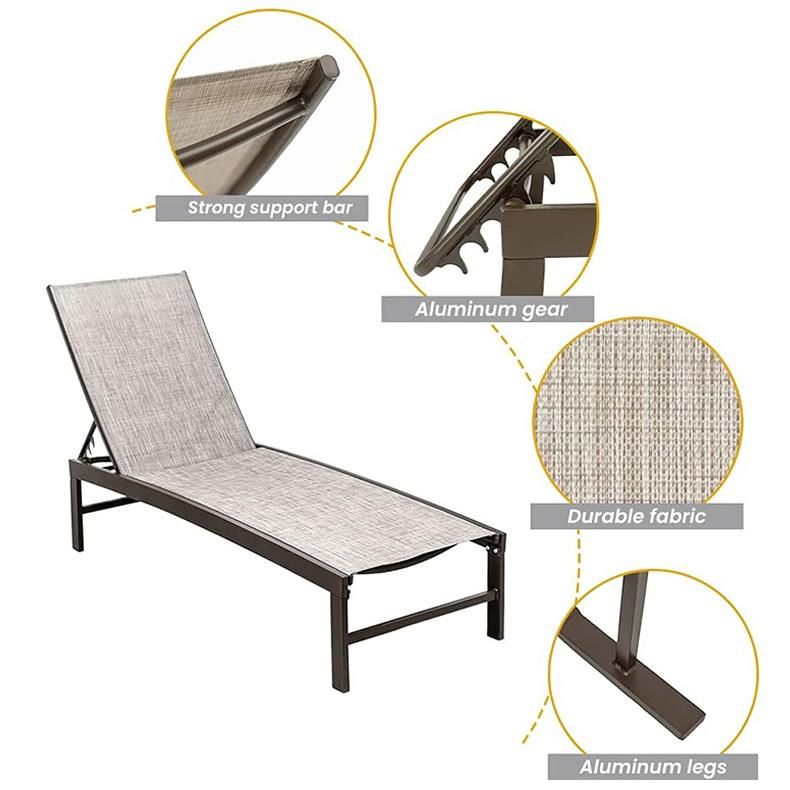Aluminum Leisur Poole Sun Lounger Chair Adjustable Recliner Chair