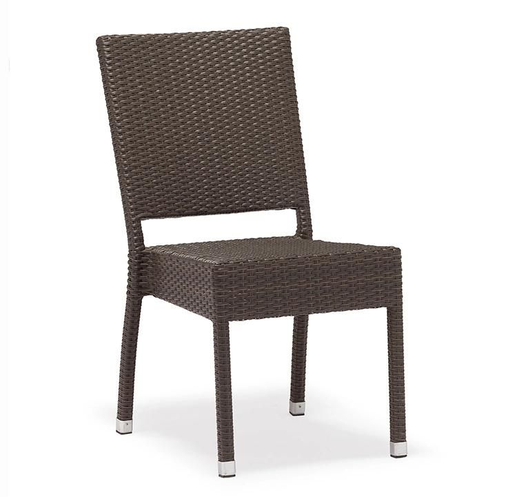 Armless Aluminum Black Plastic Rattan Cane Dining Chair