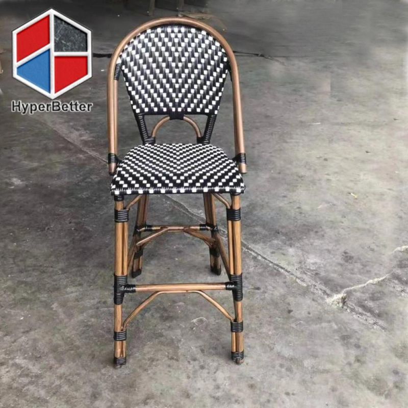 Outdoor French Rattan Chair Yellow with Black Dots