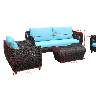 Modern Combination Darwin or OEM Wicker Table Black Rattan Sofa Set