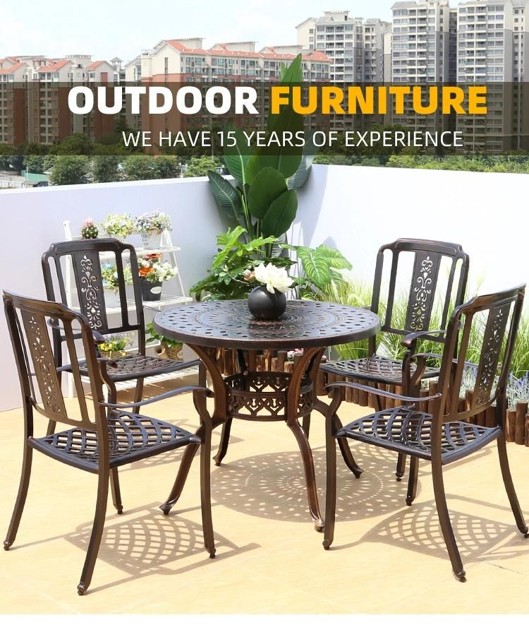 Outdoor Cast Aluminum Dining Table Garden Table and Chair