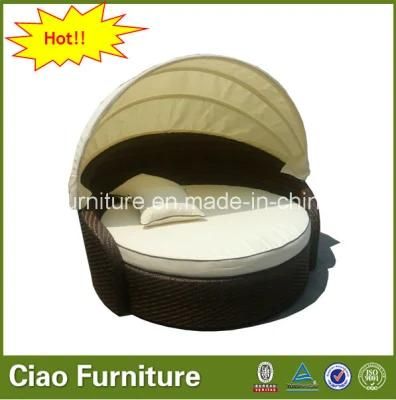 Outdoor Plastic Rattan Daybed with Canopy