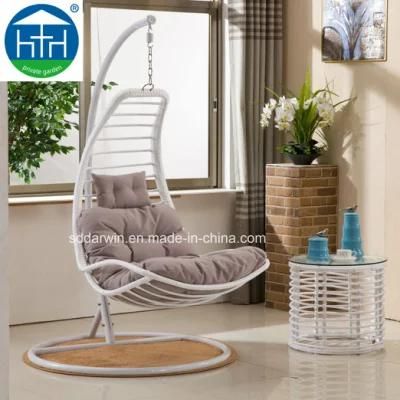 Leisure Outdoor Garden PE Rattan Swing Hanging Chair in Iron Base