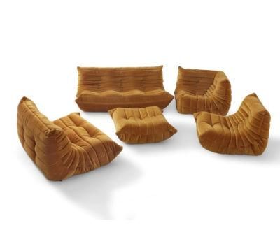 Togo Velvet Tan Color Sofa Set