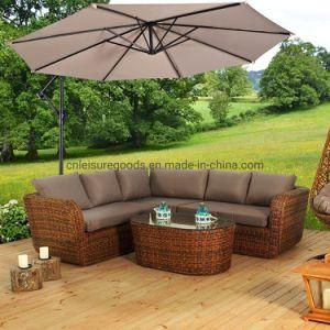 Hanging Market Umbrella with Crank, Cross Base &amp; 8 Sturdy Ribs Patio Offset Outdoor Umbrellas
