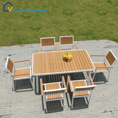 6 Seats Plastic Wood Outdoor Furniture Set All Weather