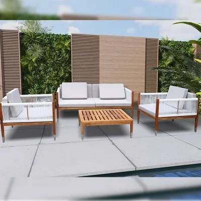 4 PCS Aluminum Sling Rope Garden Sofa Furniture Patio Sofa Set for Outdoor