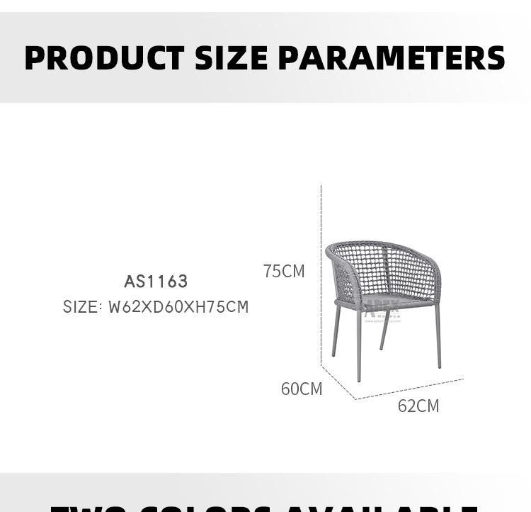 Morden Aluminium Garden Dining Set Aluminum Patio Furniture Sling Hemp Rope Chair