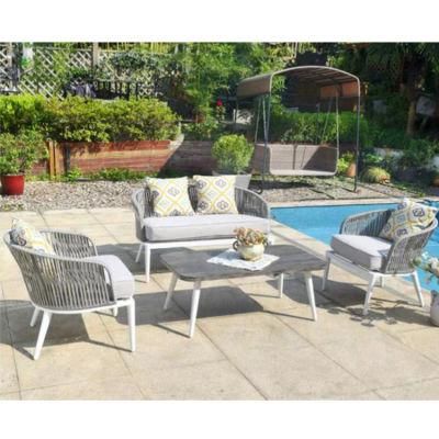 New Design Outdoor Sofa Furniture Garden Leisure Living Sofa Rope Woven Aluminum Frame Waterproof Outdoor Sofa Sets