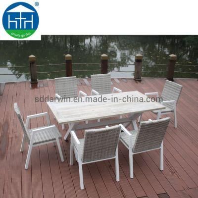 Garden Poly Wood Restaurant Table and Chair Furniture Patio Modern Outdoor Dining Set