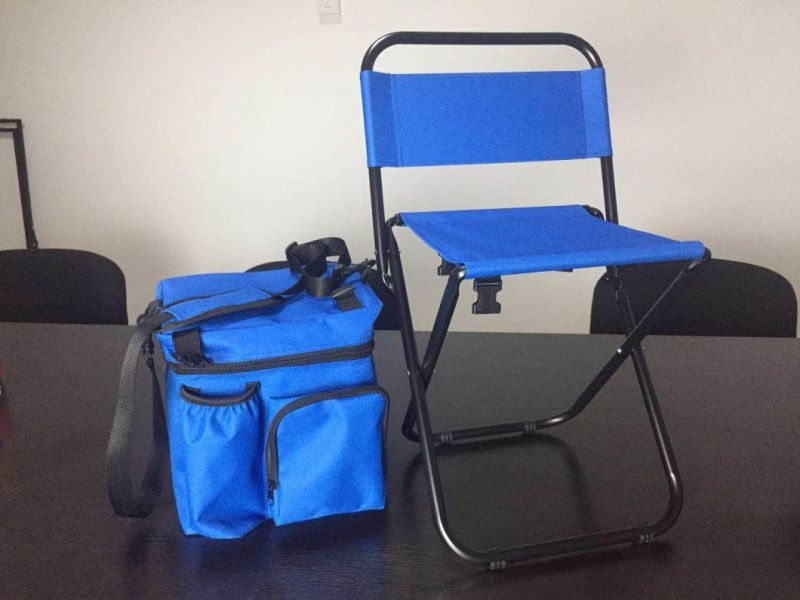 Removable Ice Bag Folding Stool for Camping, Fishing with Cap Holder and Zipper Bag