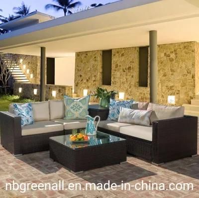 Hot Sale Outdoor Rattan Wicker Hotel Sofa with Cushion Patio Coffee Table Furniture Set