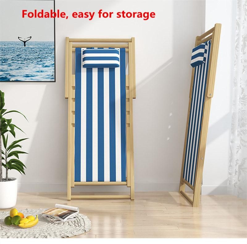Foldable Furniture Solid Wood Canvas Folding Beach Outdoor Sling Chair