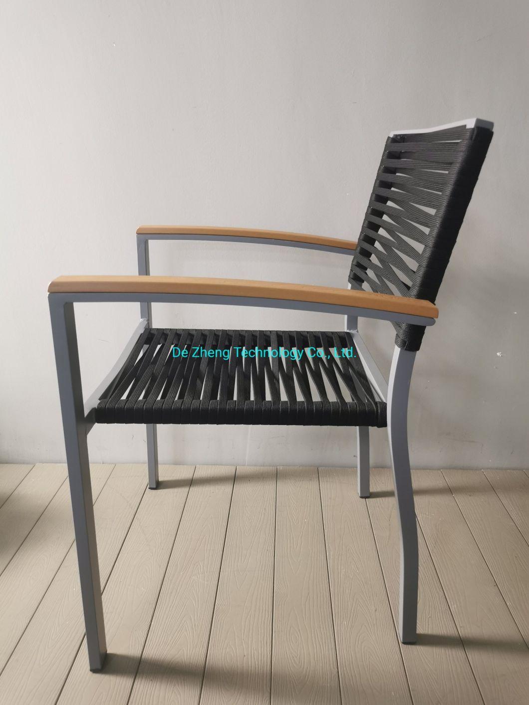 Outdoor Furniture Aluminum Frame Plastic Rattan Stackable Dining Chair for Cafe Use