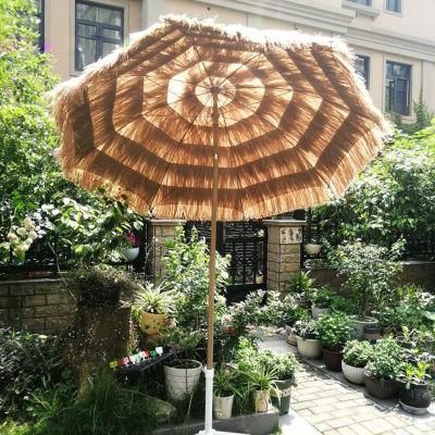 Wholesale Arc 2m PVC Strip Simulation Grass/Straw Garden Beach Outdoor Umbrella Parasol for Balcony/Terrace/Fishing