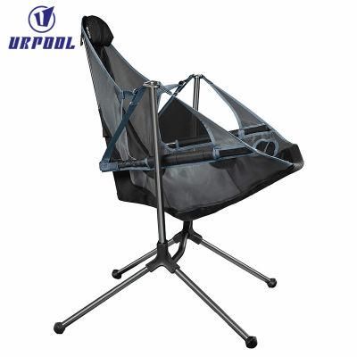 Ultralight Beach Recliners Camping Rocking Folding Swing Garden Chairs with Cup and Phone Storage Pocket for Outdoor