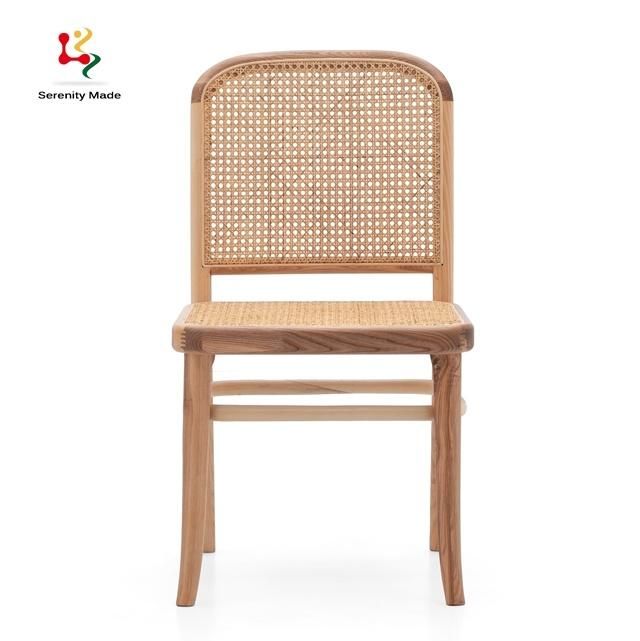 French Bistro Real Rattan Back Solid Wooden Events Hire Dining Chair