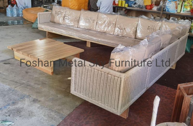 Outdoor Aluminum Garden Hotel Villa Patio Wicker Wooden Rattan Sofa
