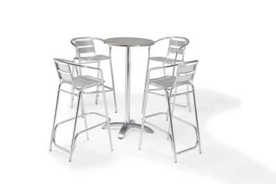 Stunning Anodized Silver Chair Tables for Outdoor