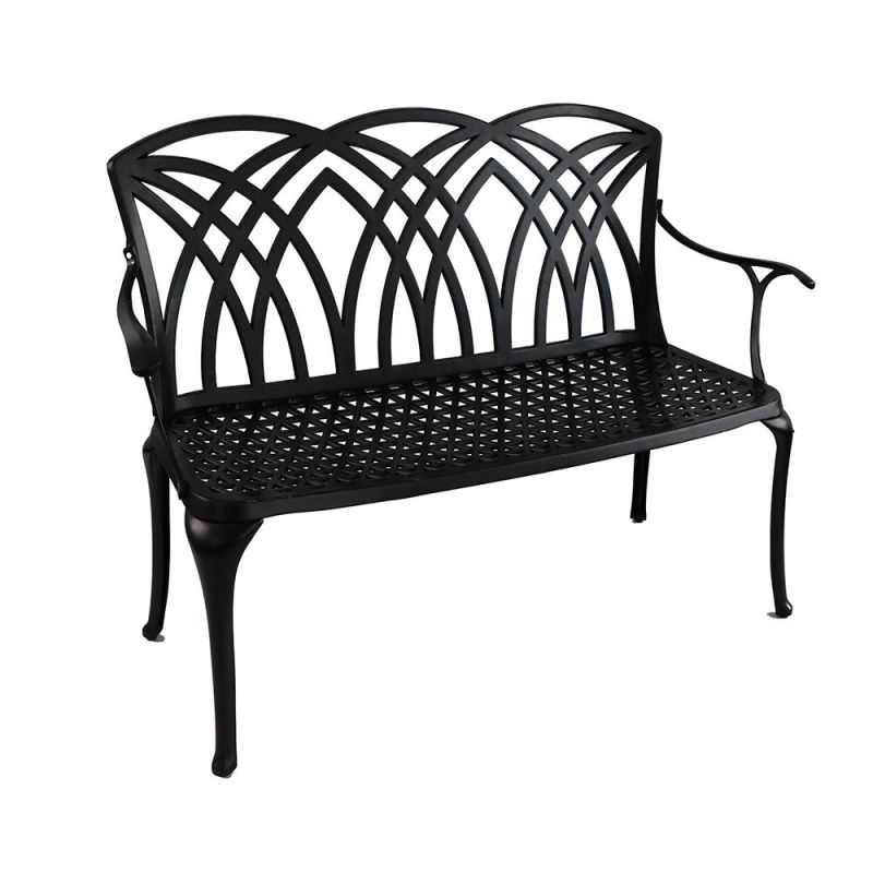 Cast Aluminium Bench Cast Iron Park Bench Black Metal Garden Bench