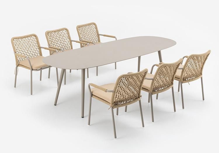 8 Seaters Luxury Rope Aluminum Outdoor Garden Dining Set Furniture