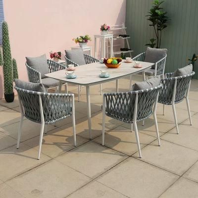 Modern Commercial Designer Washable Aluminium Restaurant Bistro Garden Outdoor Rope Chair