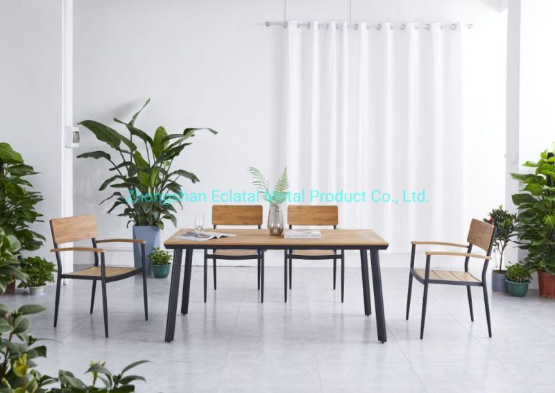 Outdoor Aluminum Patio Plastic Wood Outdoor Table Set Picnic Garden Furniture
