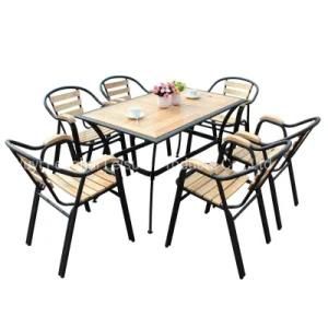 Fh-GS 3001 7PCS Steel and Wood Chair and Table Set