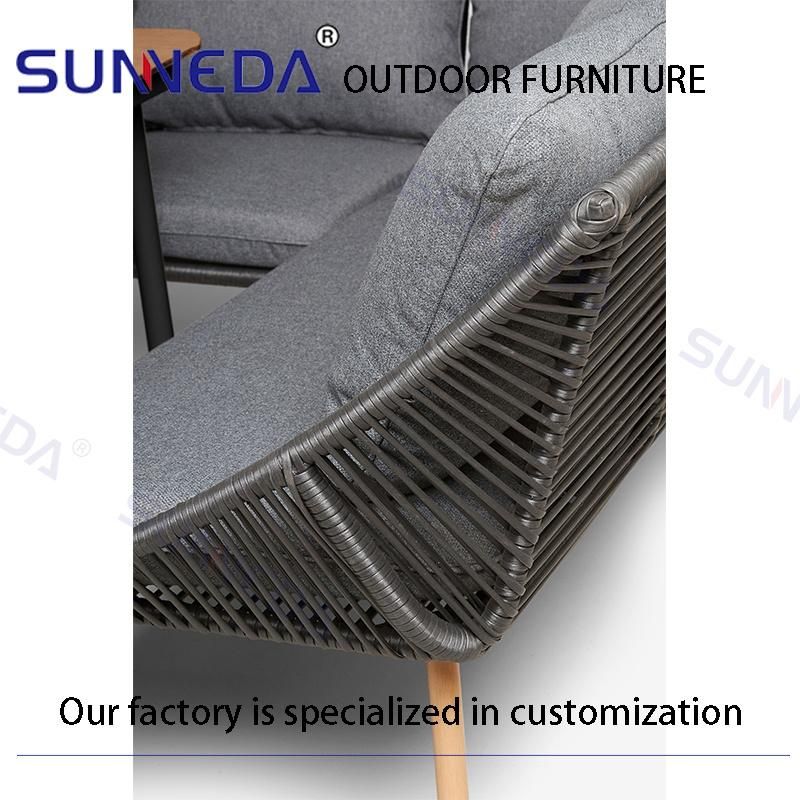 Black Rattan Villa Project Set Wicker Woven Talking Sofa