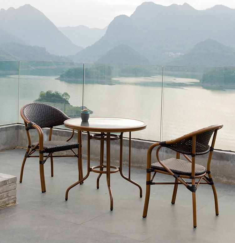 5PCS Antique Aluminum Rattan Outdoor Furniture Bistro Set
